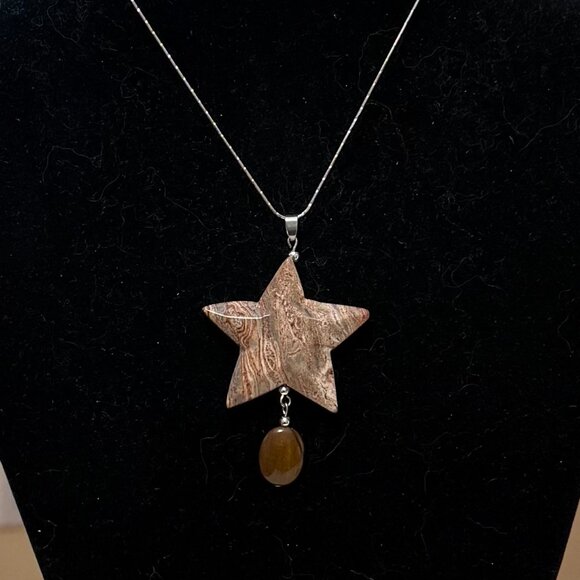 2/$20, Large Earthy Crazy Lace Agate Pendant, Genuine Gemstone Star Pendant - Picture 10 of 13